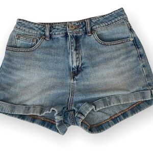 Bullhead Denim Co High Waisted Rolled Cuff Denim Shorts Blue 28